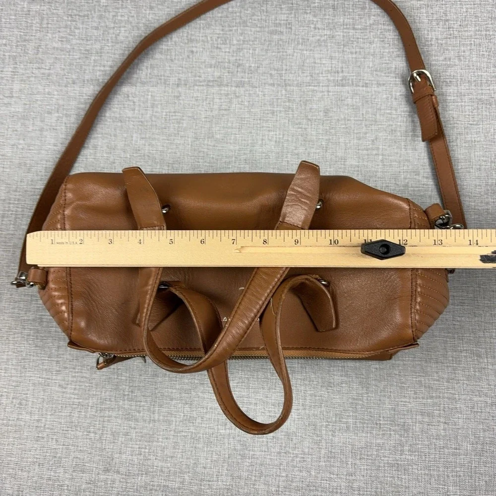 Lancaster Satchel Bag Womens Medium Brown Leather Top Handle Crossbody Zip